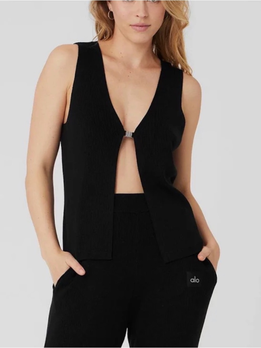 NWOT Black Alo Yoga Knit Salana Tank Top . Medium